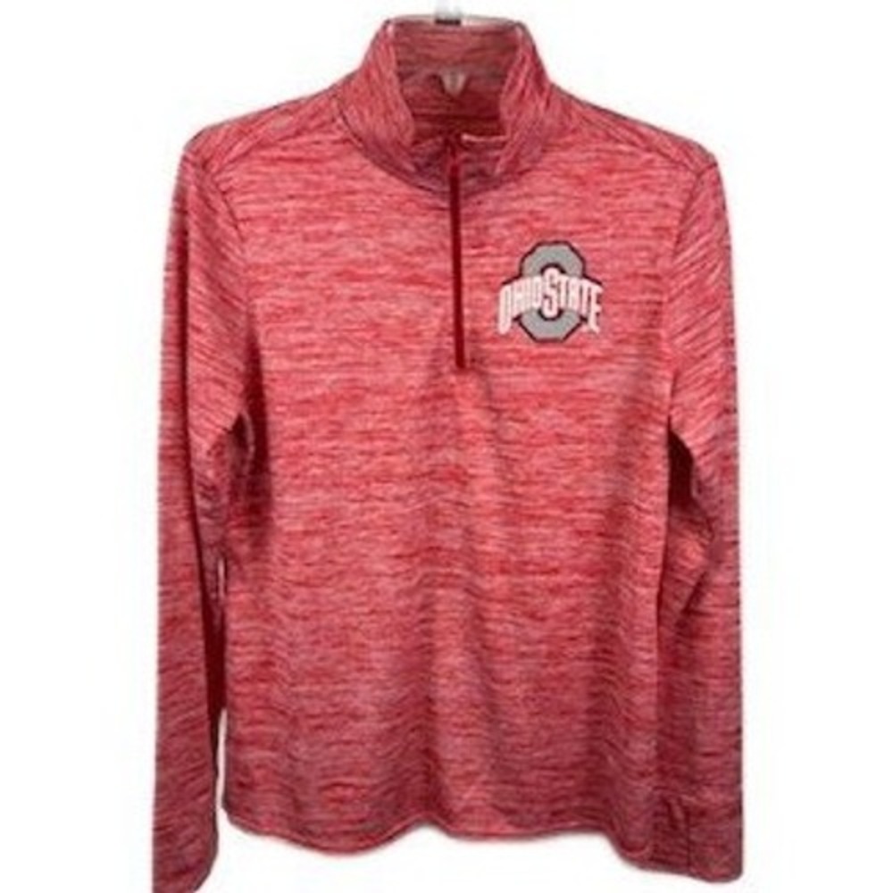 Ohio State Buckeyes Men's Size Large Scarlet Gray Quarter Zip Pullover Shirt Top